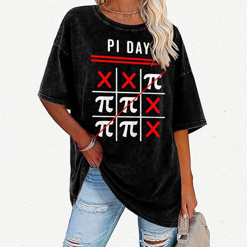 3.14 Tic-Tac-Toe Noughts And Crosses Happy Pi Day Geek Vintage Distressed T-shirt