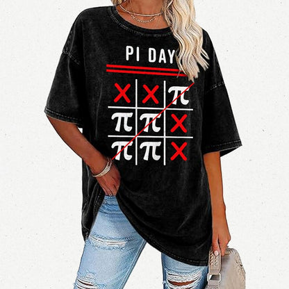 3.14 Tic-Tac-Toe Noughts And Crosses Happy Pi Day Geek Vintage Distressed T-shirt