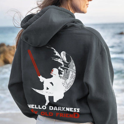 Hello Darkness My Old Friend Printed Back Unisex Cotton Hoodie