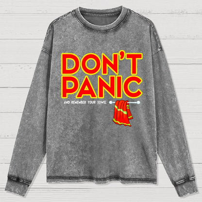 Don't Panic With Towel Washed Long Sleeve Tee