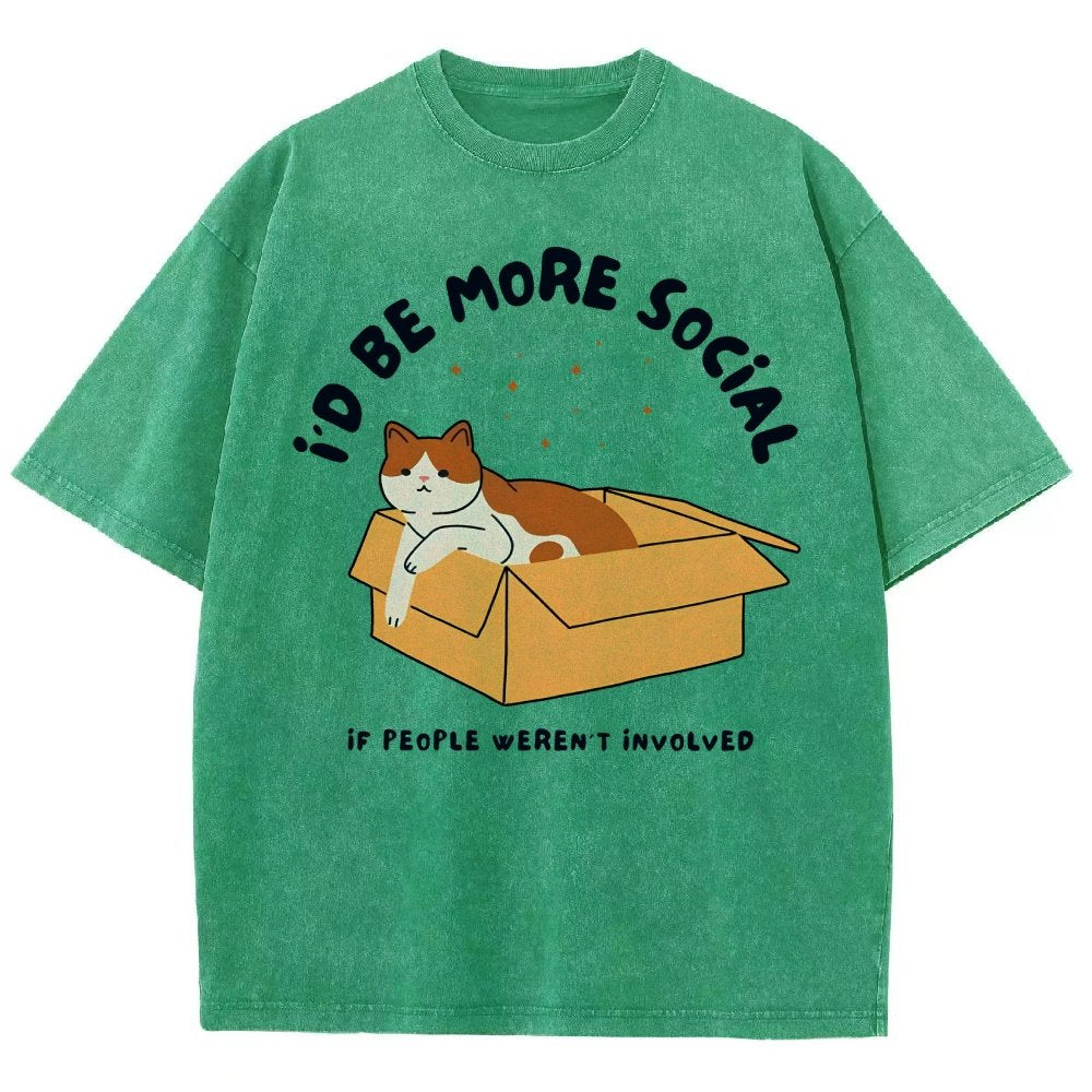 I'd Be More Social Vintage Distressed T-shirt