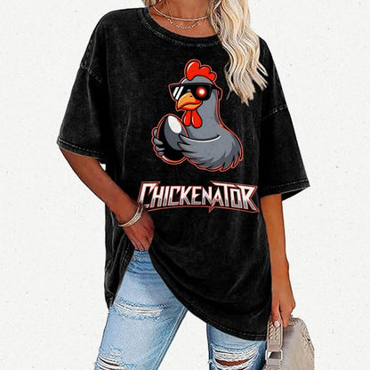 Chickenator The Future Chicken Vintage Distressed T-shirt