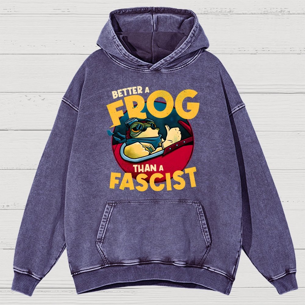 Better A Frog Than A Fascist Vintage Distressed Hoodie