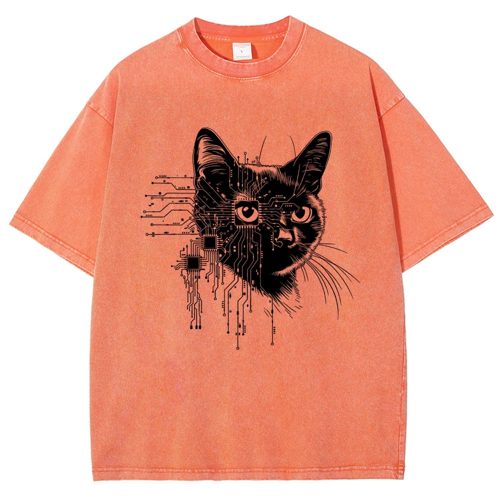 Future Cat Vintage Distressed T-shirt