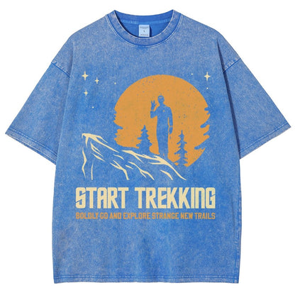Start Trekking Boldly Go And Explore Uncharted New Trails Vintage Distressed T-shirt