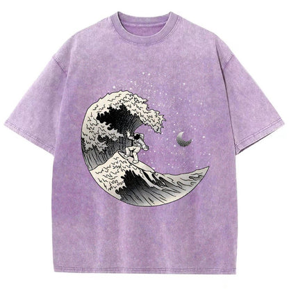 Astronaut Surfing Kanagawa Wave by Tobe Fonseca Vintage Distressed T-shirt