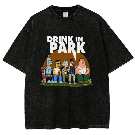 Drink in Park Vintage Distressed T-shirt