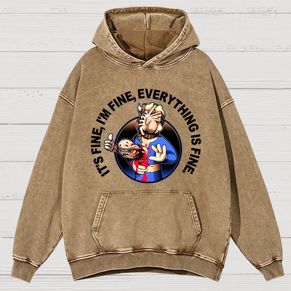 I'M Fine Everything Is Fine Vintage Distressed Hoodie