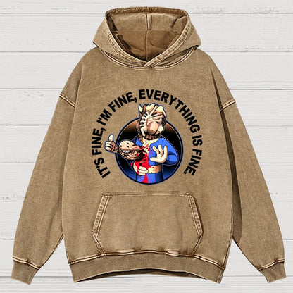 I'M Fine Everything Is Fine Vintage Distressed Hoodie