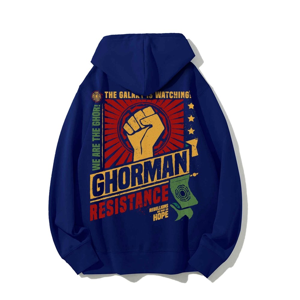 Galactic Resistance Printed Back Cotton Hoodie
