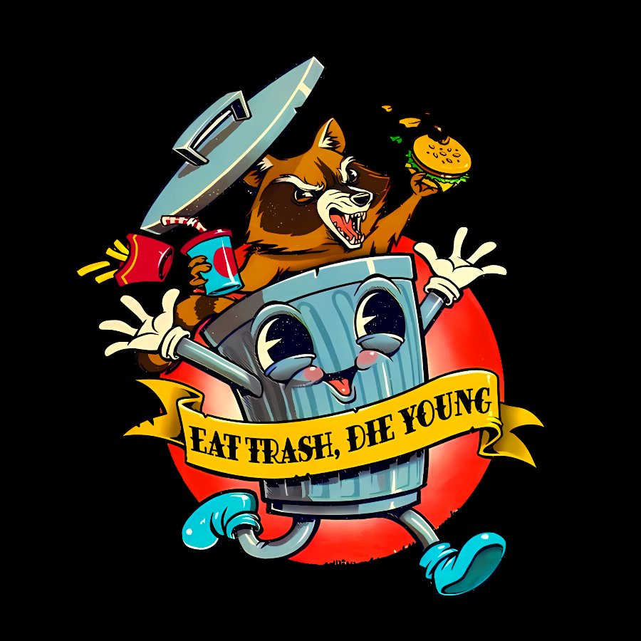 Eat Trash Die Young Vintage Cartoon Classic Geek T-Shirt