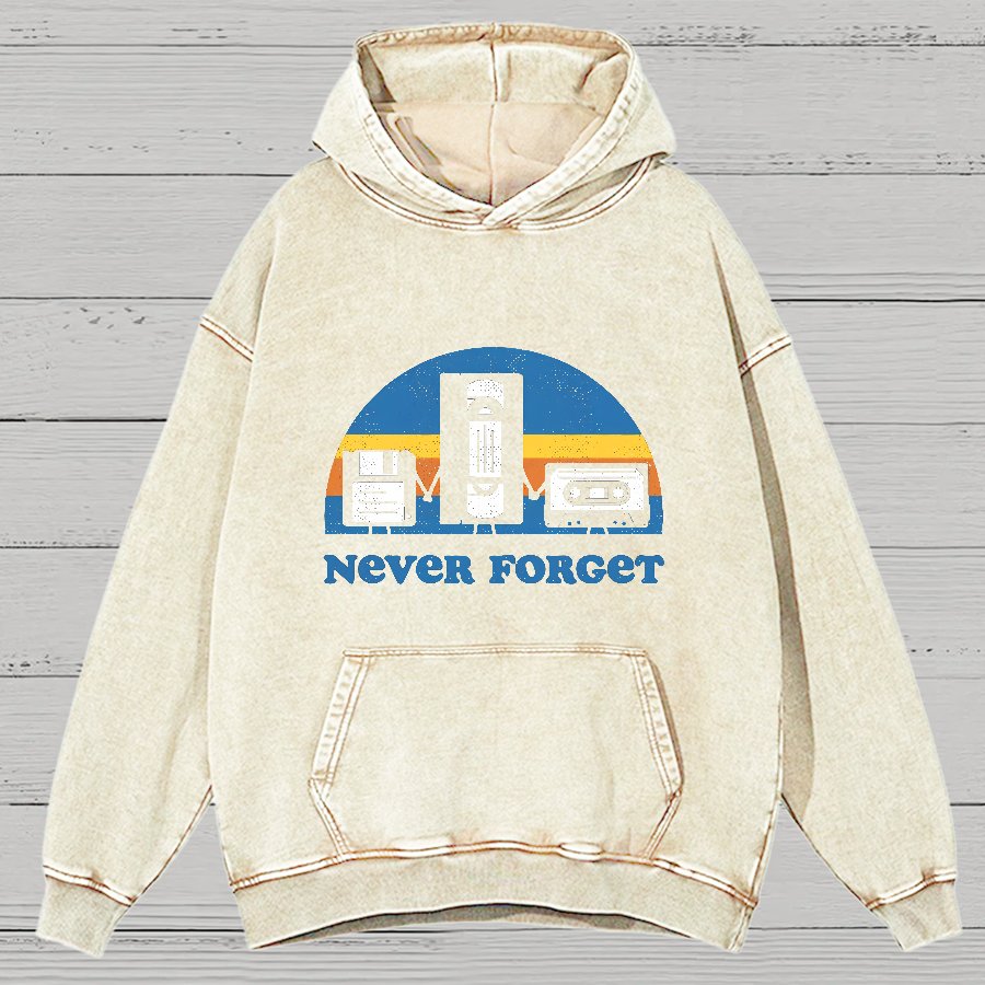 Never Forget Geeky Vintage Distressed Hoodie