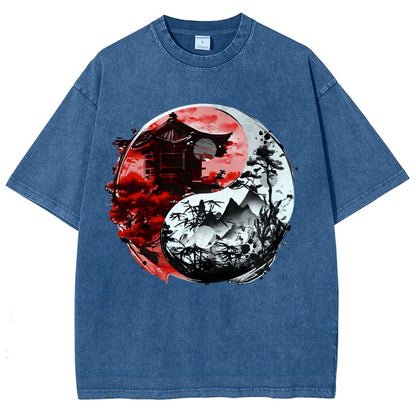 Temple Yin yang Vintage Distressed T-shirt