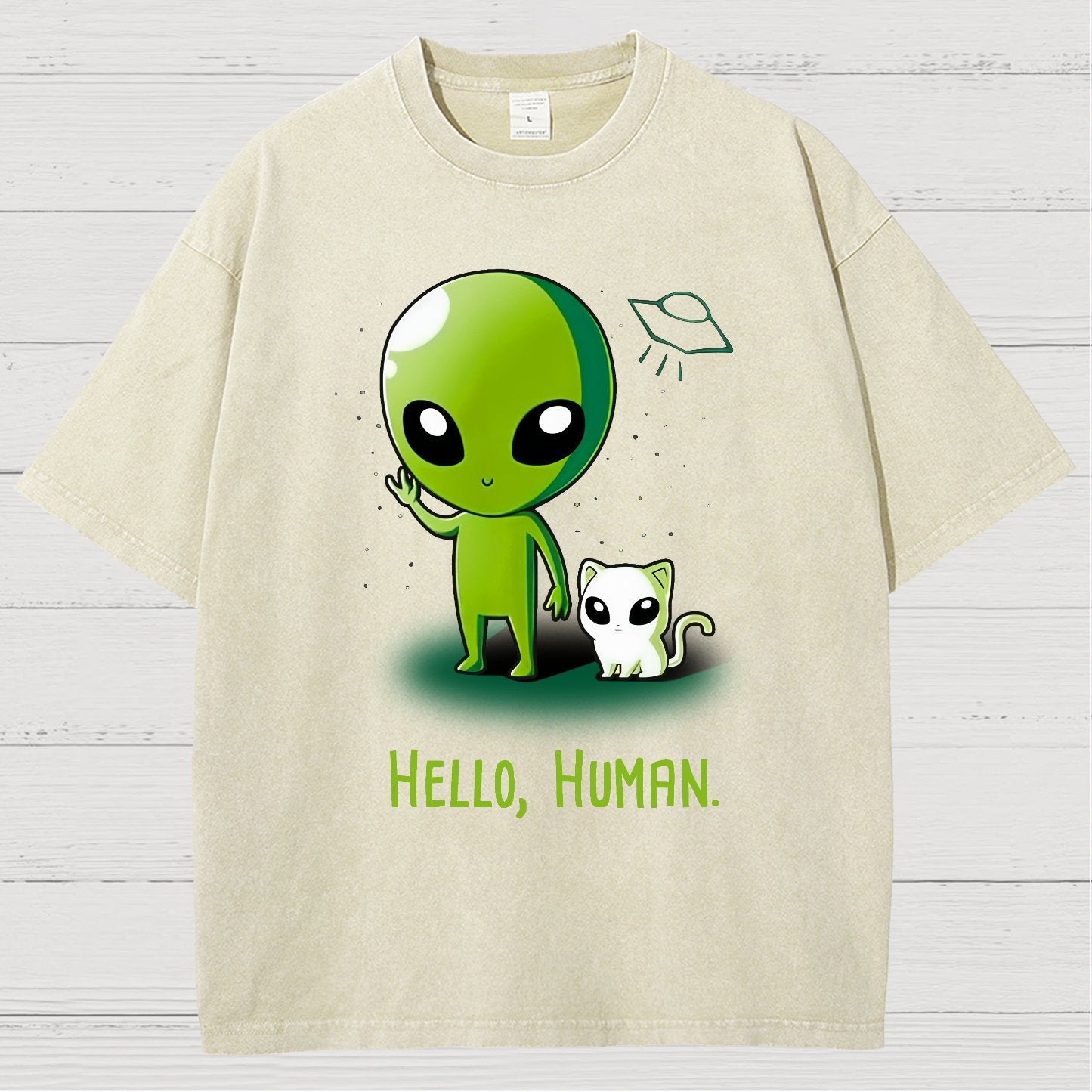 Hello, Human！！Vintage Distressed T-shirt
