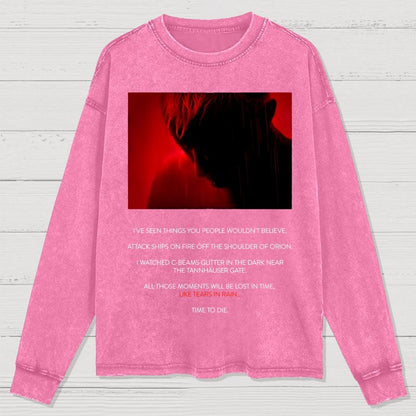 Tears in Rain-Tears in Red-Time to Die Washed Long Sleeve Tee
