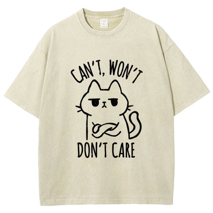 Can't Won't Don't Care Vintage Distressed T-shirt
