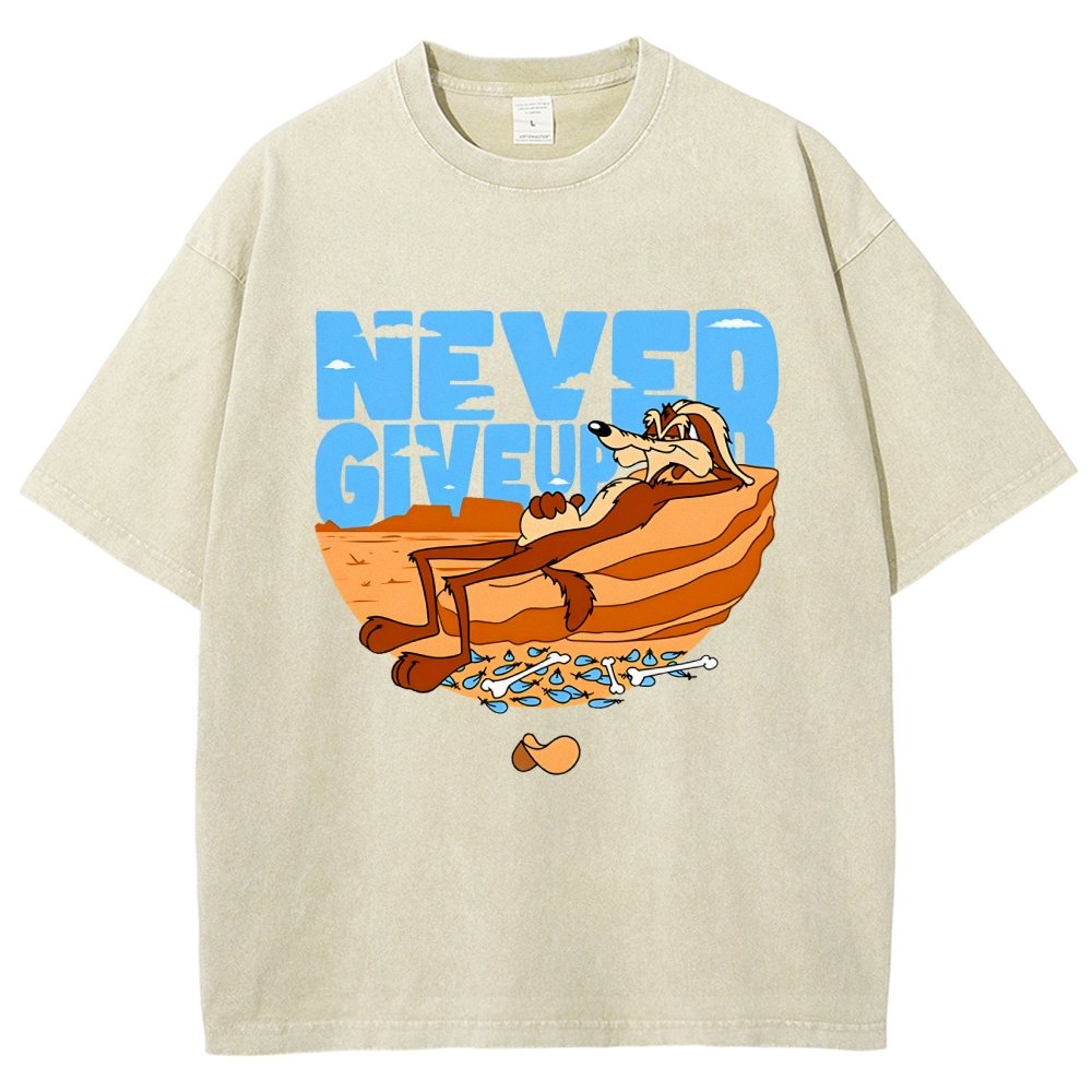 Never Give Up Vintage Distressed T-shirt