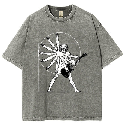Vitruvian Man Vintage Distressed T-shirt