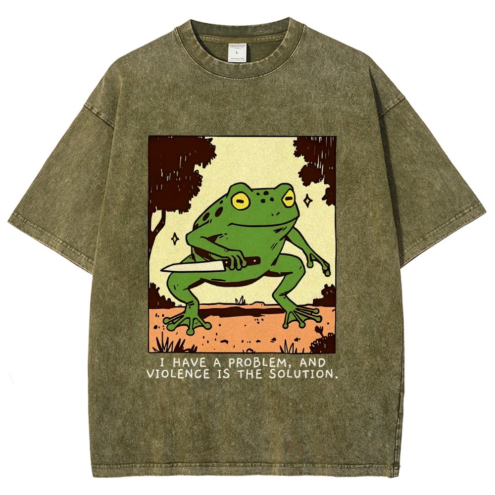 Frog Violence Vintage Distressed T-shirt