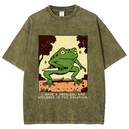 Frog Violence Vintage Distressed T-shirt