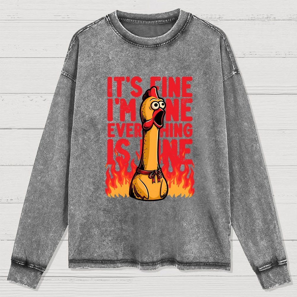 Chicken Fine Burn Washed Long Sleeve Tee