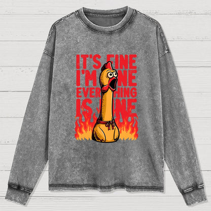 Chicken Fine Burn Washed Long Sleeve Tee