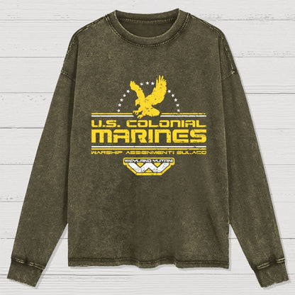 US Explorers Eagle Logo Washed Long Sleeve Tee