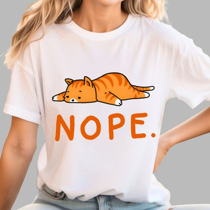 Nope Lazy Cat Geek T-Shirt
