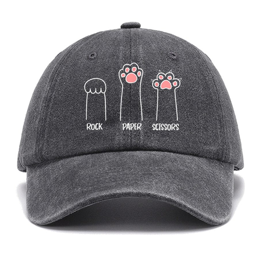 Rock Paper Scissors Hand Game Cute Paw Funny Cat Cotton Hat