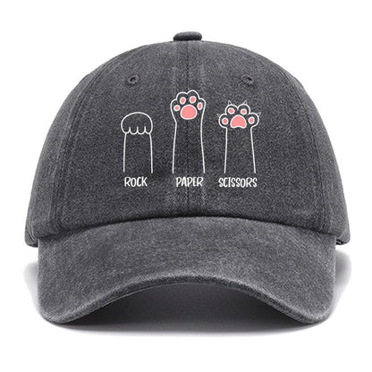 Rock Paper Scissors Hand Game Cute Paw Funny Cat Cotton Hat