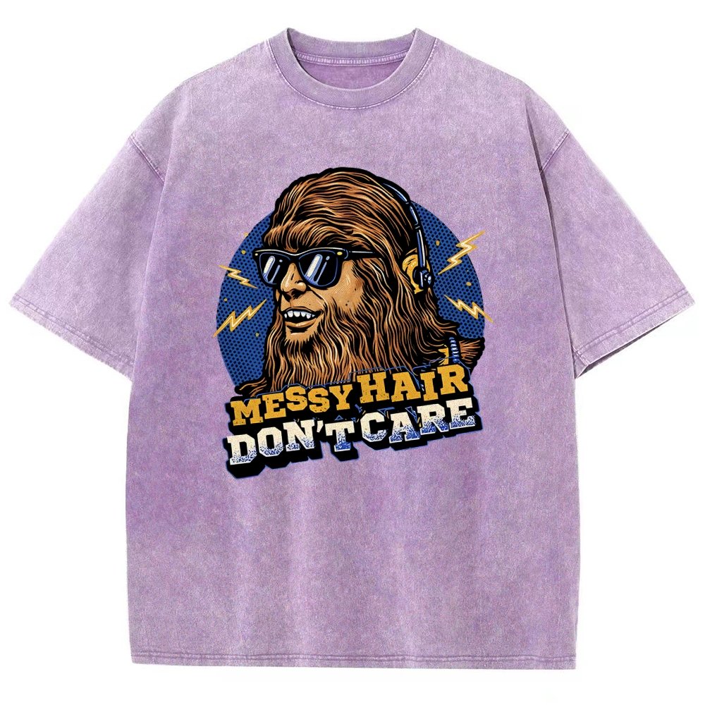 Messy Hair Don't Care Vintage Distressed T-shirt