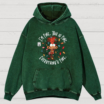 I'm Fine This Is Fine Everything Is Fine Christmas Light  Vintage Distressed Hoodie