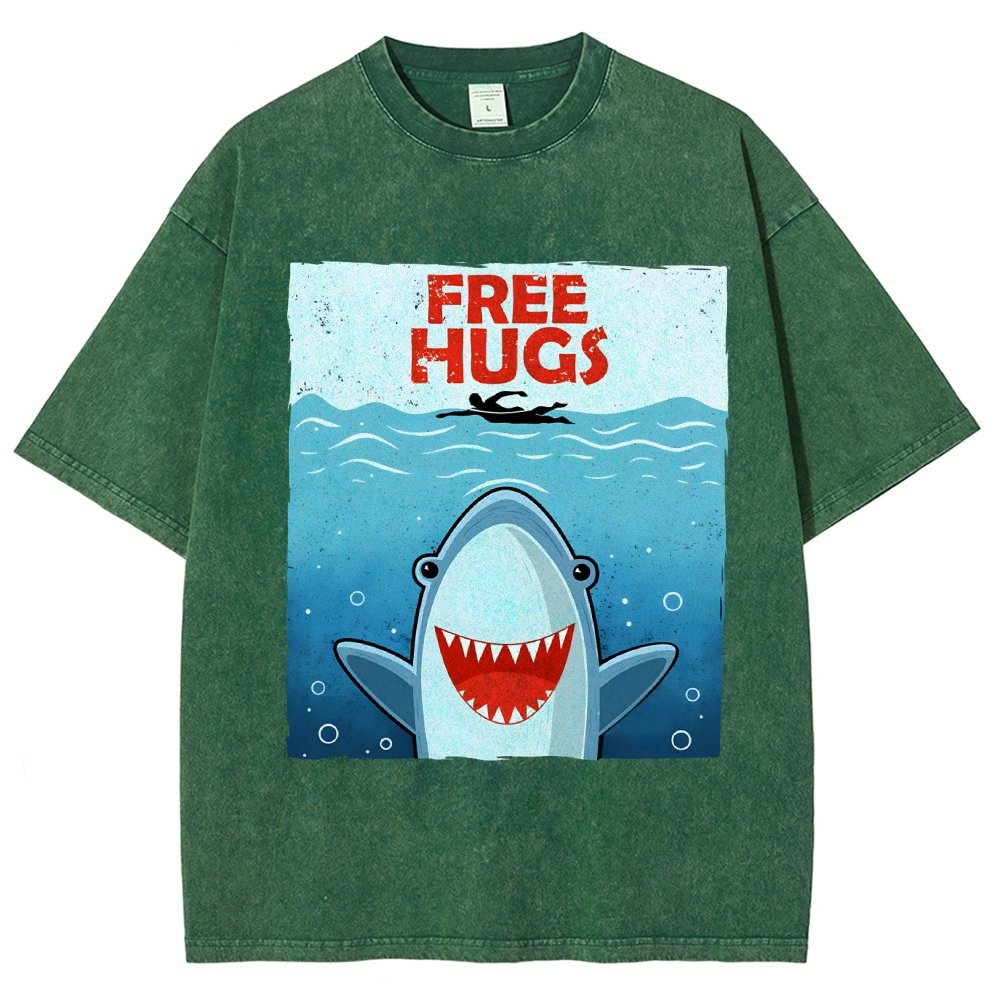 Free Shark Hugs Vintage Distressed T-shirt