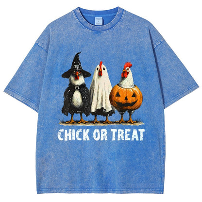 Halloween Chick or Treat Vintage Distressed T-shirt