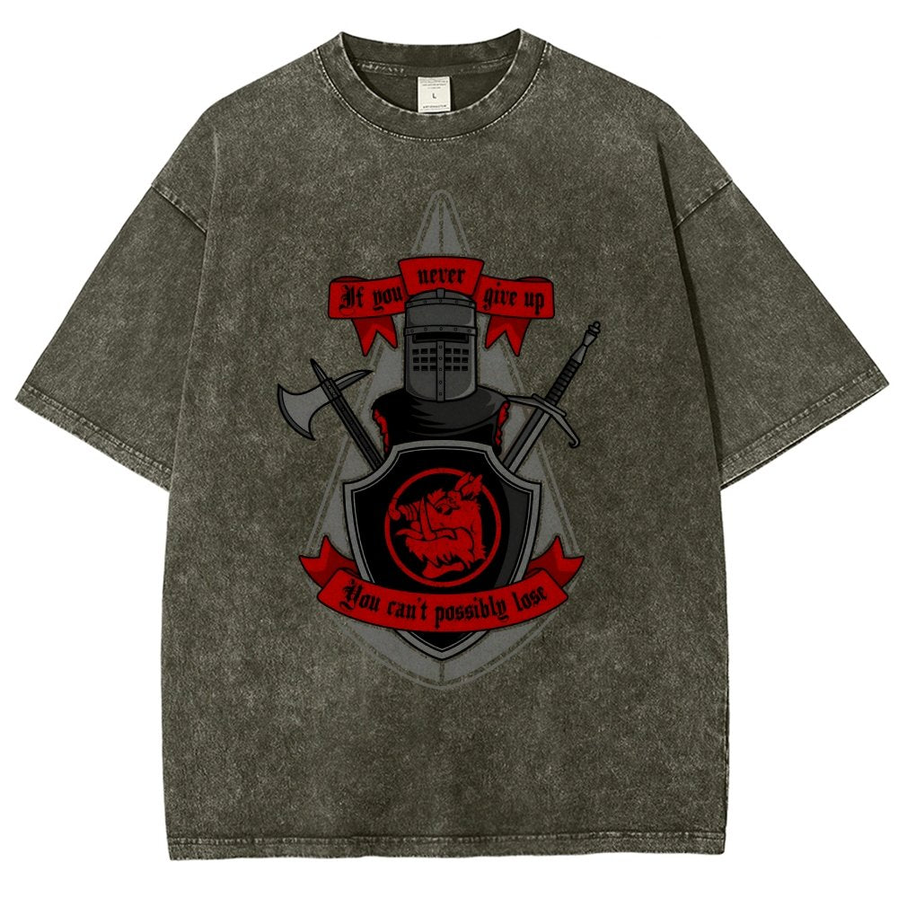 Never Give Up Vintage Distressed T-shirt