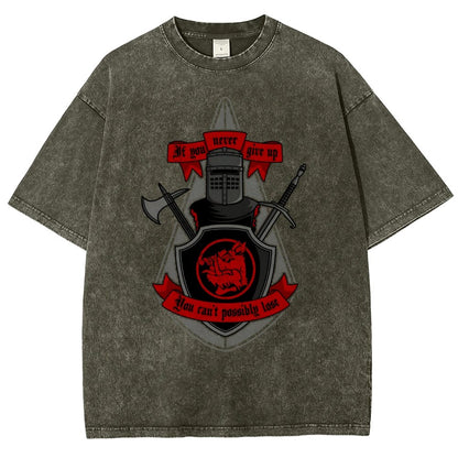 Never Give Up Vintage Distressed T-shirt