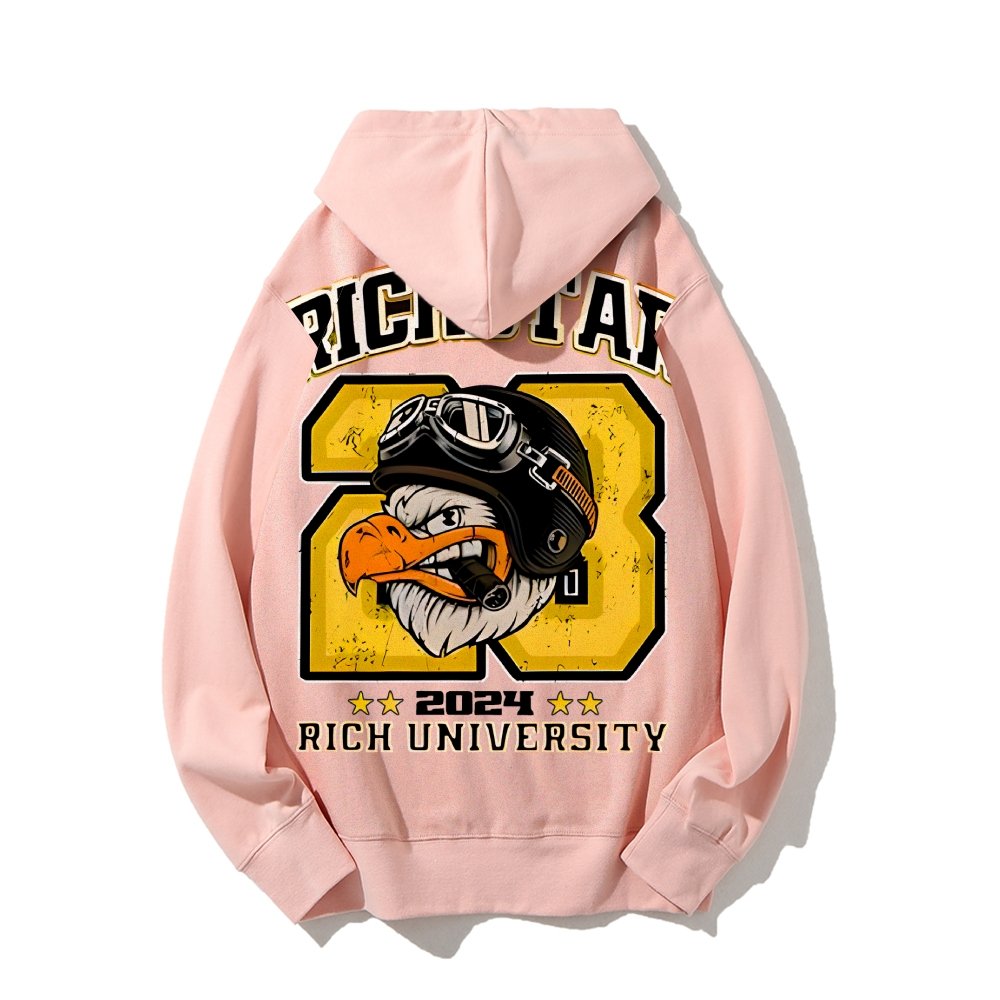 Vintage Rich Star Graphic Print Printed Back Cotton Hoodie