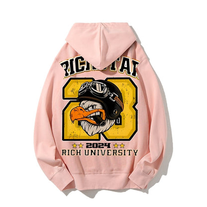Vintage Rich Star Graphic Print Printed Back Cotton Hoodie
