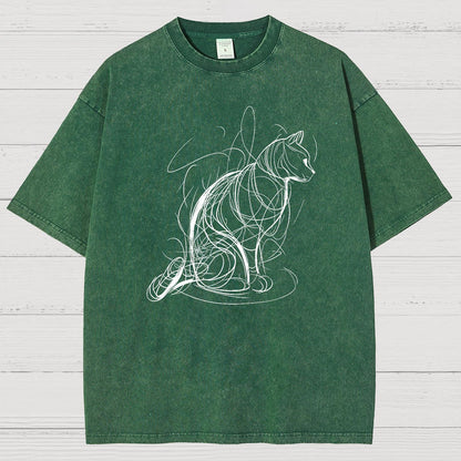Cat lines Vintage Distressed T-shirt
