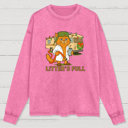 Christmas Shitters Full Cat Washed Long Sleeve Tee