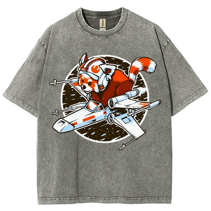 Red panda Standing By Vintage Distressed T-shirt