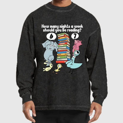 How Many Nights A Week Should You Be Reading 6-7 Washed Long Sleeve Tee