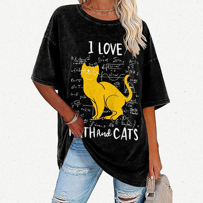 I Love Math And Cats Vintage Distressed T-shirt