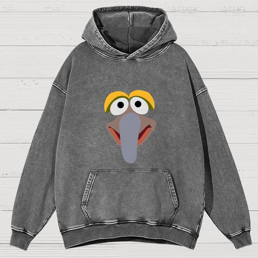 Retro Pop Culture Puppet Face3 Vintage Distressed Hoodie