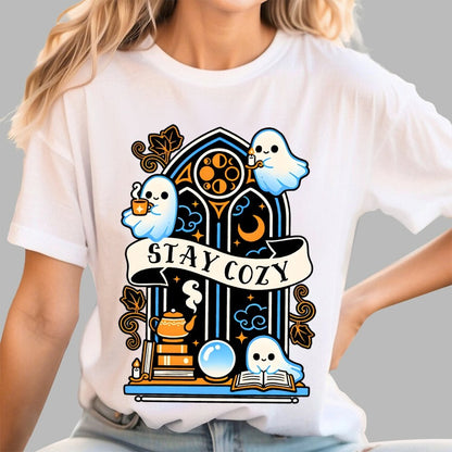 Stay cozy cute ghosts Unisex Geek T-Shirt