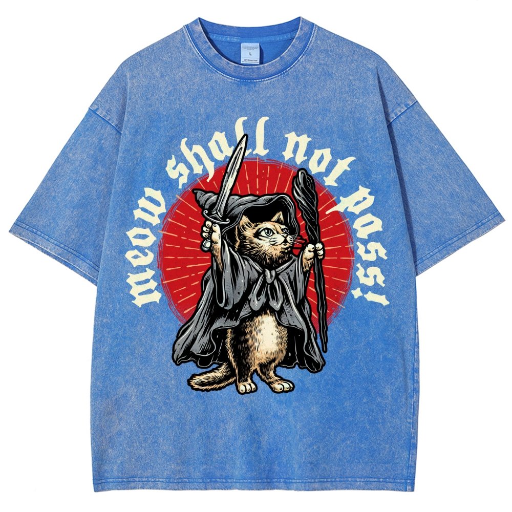 Meow Shall Not Pass Vintage Distressed T-shirt