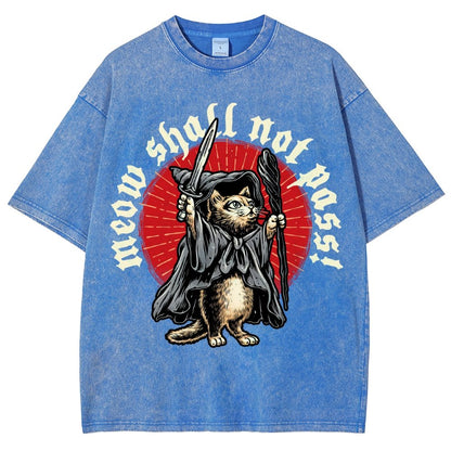 Meow Shall Not Pass Vintage Distressed T-shirt