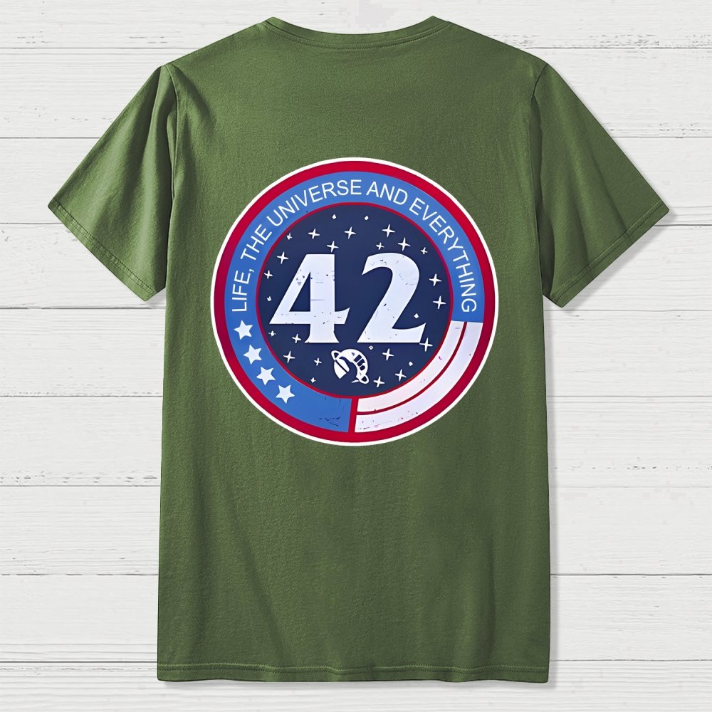 42 Life Universe and Everything Front And Back Printing Geek T-Shirt