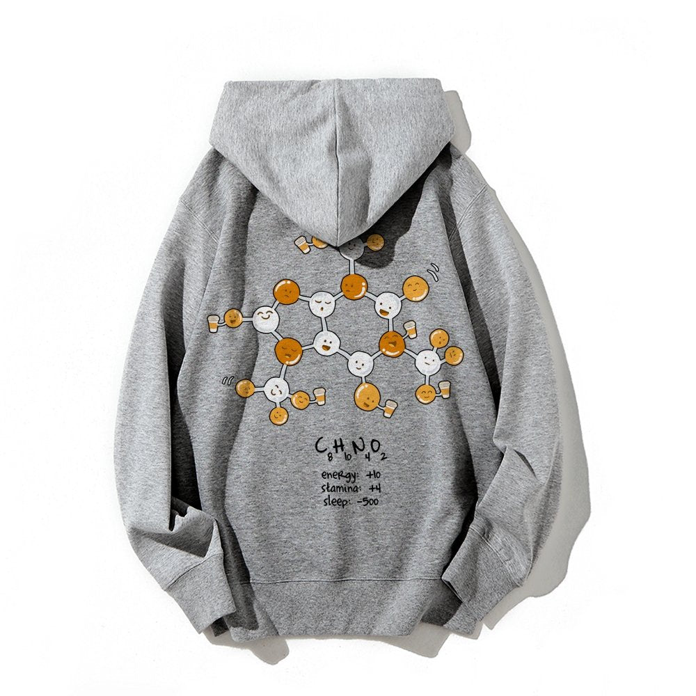 Caffeine Power Up Printed Back Unisex Cotton Hoodie