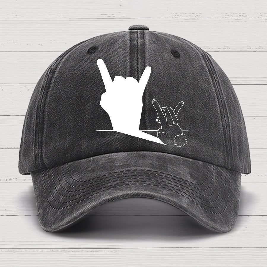 Rabbit Rock and Roll Hand Shadow Meme Style Unisex Gamer Movie Music Hat